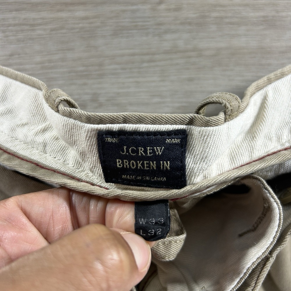 J.Crew 770 Straight Chinos Mens 33x32 Khaki Tan Broken In Cotton Pants - Picture 3 of 10